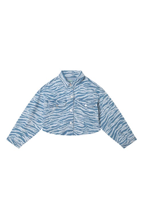 KENZO Kids' Zebra Print Denim Jacket in 78G-Pale Blue