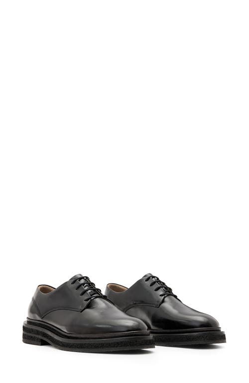 Shop Allsaints Escher Plain Toe Derby In Black Shine