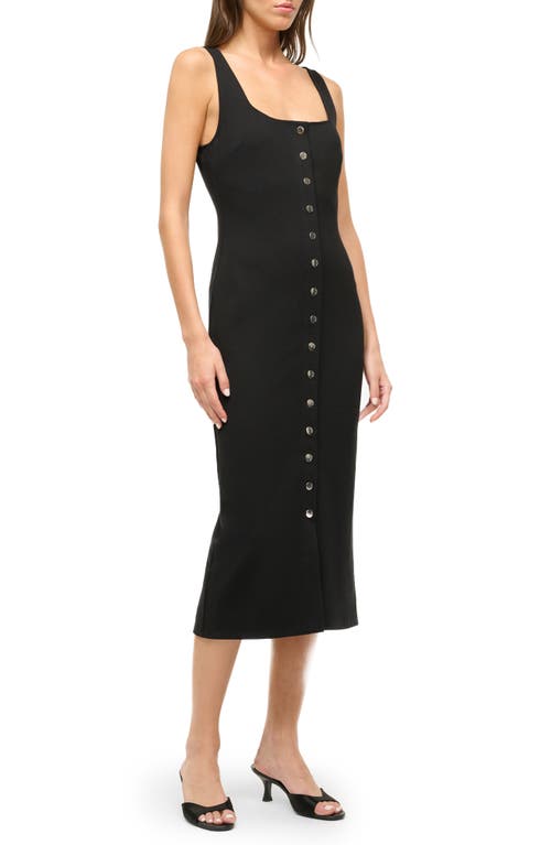 Shop Staud Domani Sleeveless Midi Dress In Black