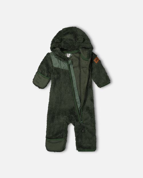 Shop Deux Par Deux Baby Boy's Baby One Piece Plush Forest Green In Kombu Green