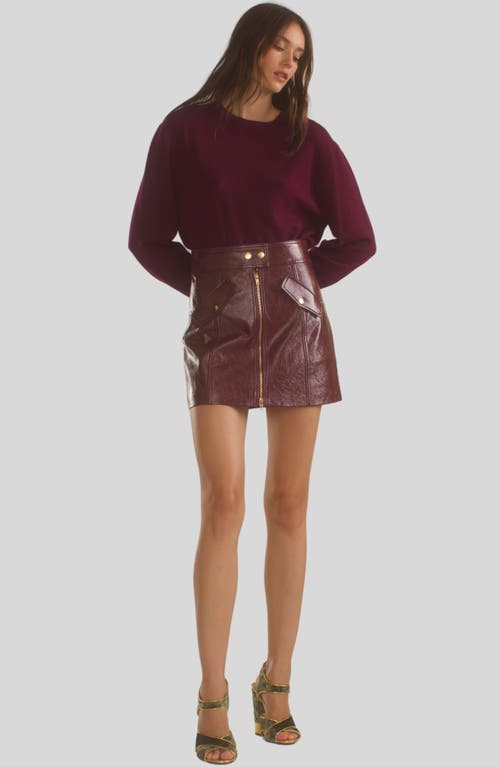 Cynthia Rowley Patent Skirt In Oxblood