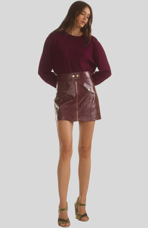 Shop Cynthia Rowley Harper Vegan Leather Skirt In Oxblood