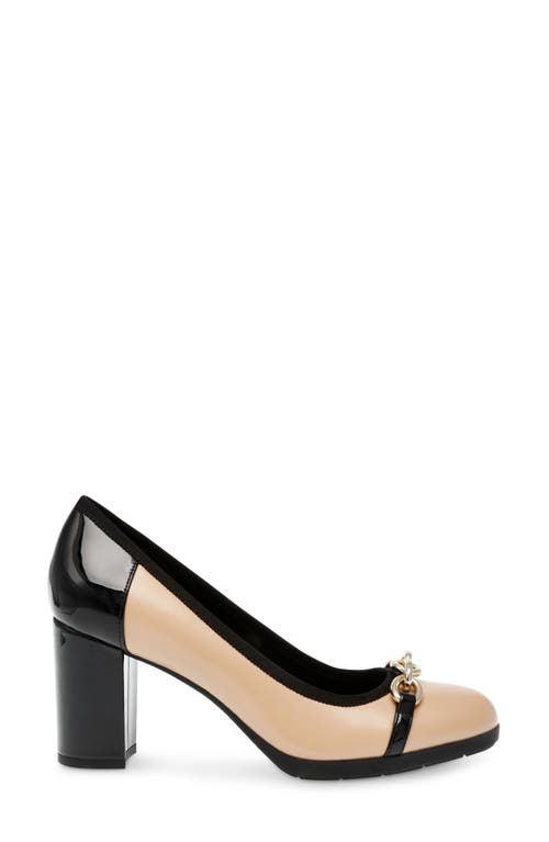 Shop Anne Klein Celina Chain Block Heel Pump In Beige/black