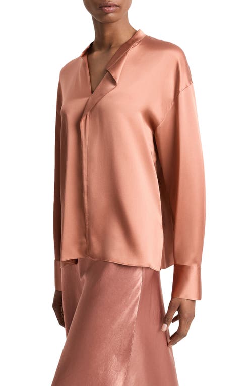 Shop Vince Draped Silk Shirt In Petal Amber