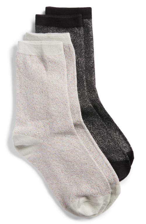 Assorted 2-Pack Metallic Crew Socks in Black