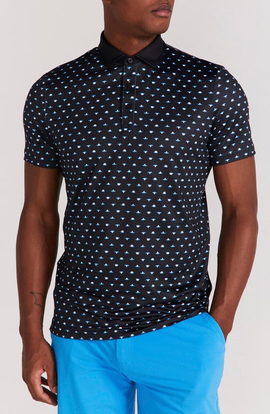 Shop Redvanly Ryder Lotus Print Polo In Black