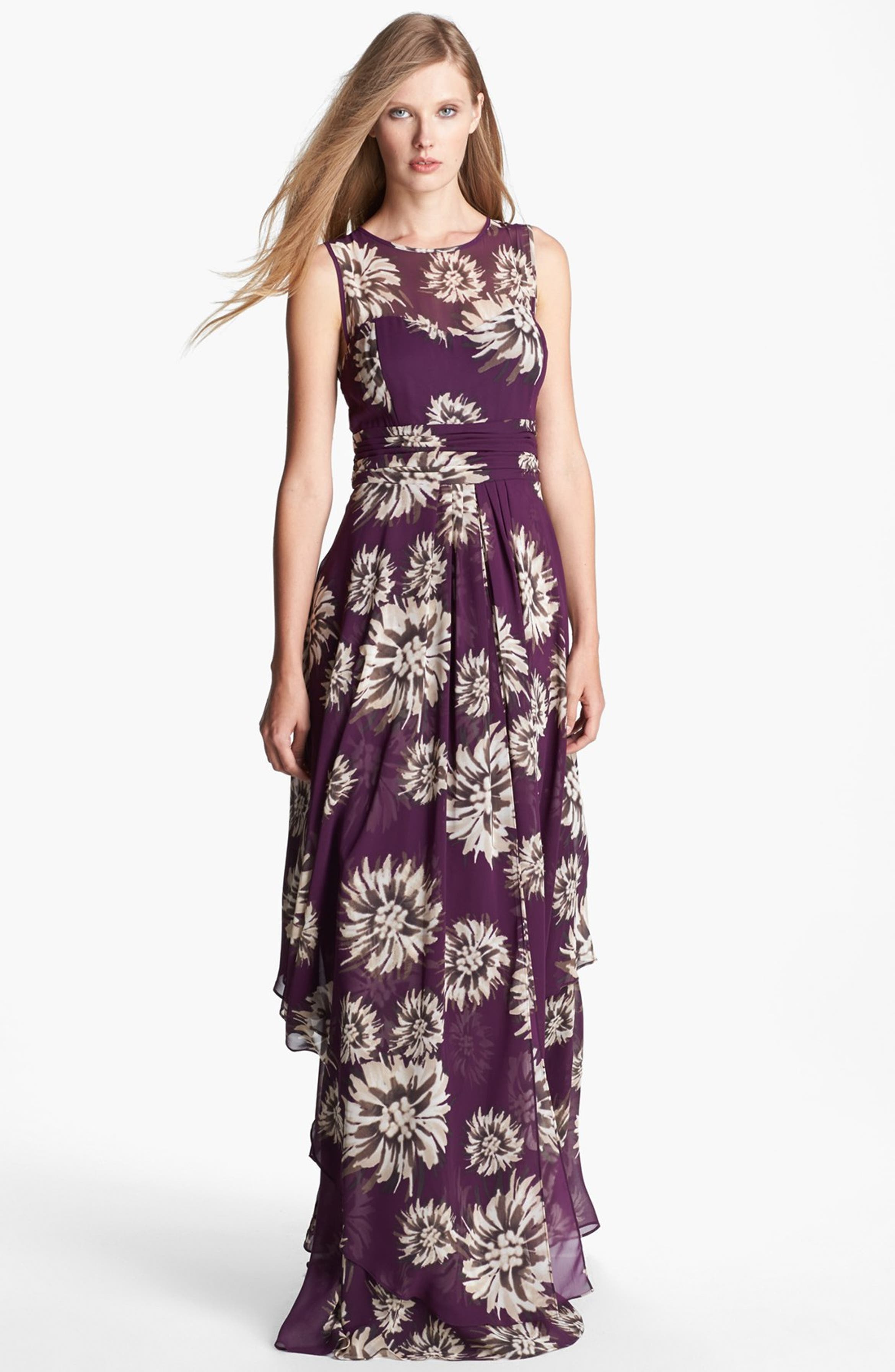 Eliza J Floral Print Chiffon Gown | Nordstrom