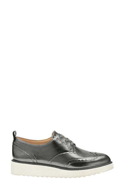 Johnston & Murphy Mitzi Wedge Derby In Pewter Metallic Sheepskin