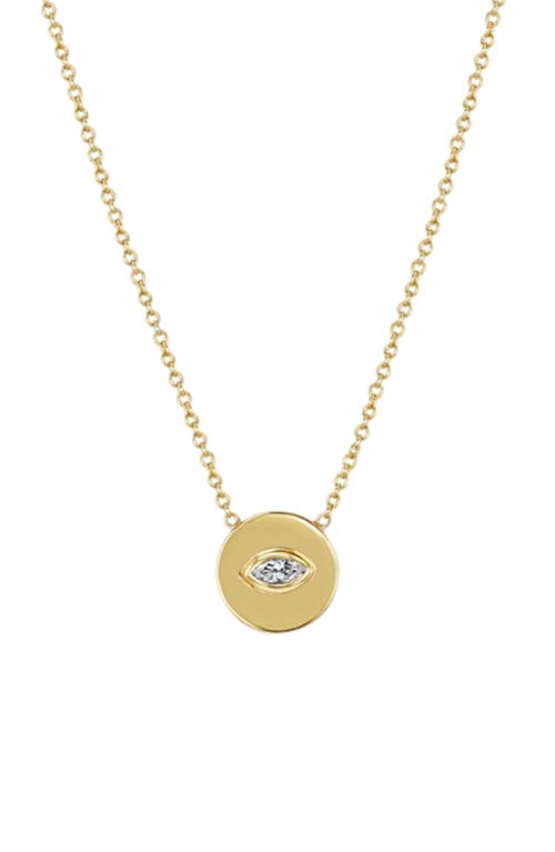 Zoë Chicco Marquise Diamond Coin Pendant Necklace in 14K Yellow Gold at Nordstrom, Size 16