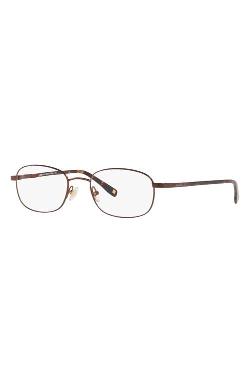 Shop Brooks Brothers 57mm Round Optical Glasses In Satin Dark Brown/demo Lens