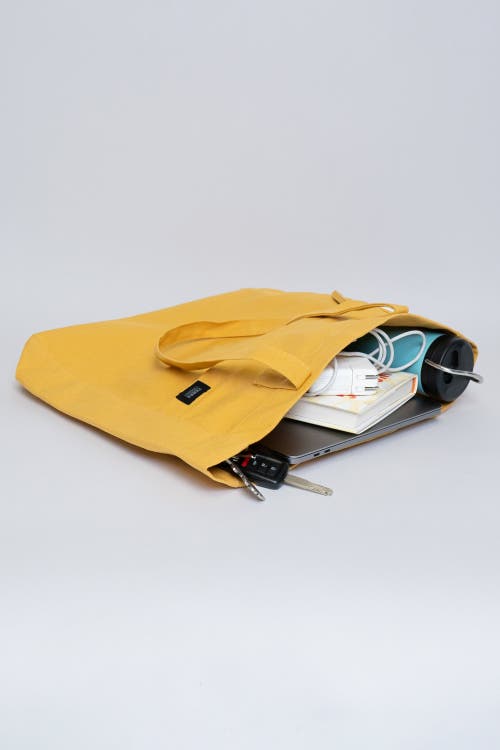 Terra Thread Organic Cotton Canvas Work Tote Bag In Mustard Yellow