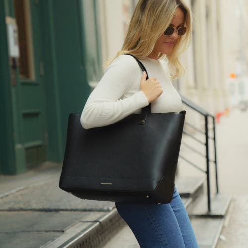Modern Picnic The Grained Vegan Leather Tote In Black