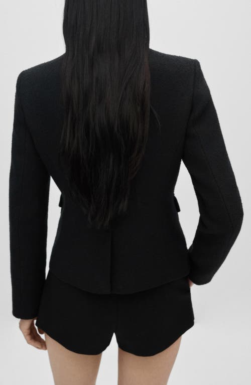 Shop Mango Patch Pocket Tweed Jacket In Black