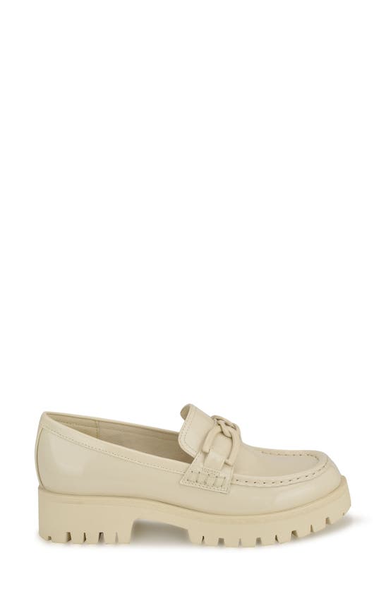 Shop Nine West Gemay Lug Sole Chain Loafer In Off White Patent