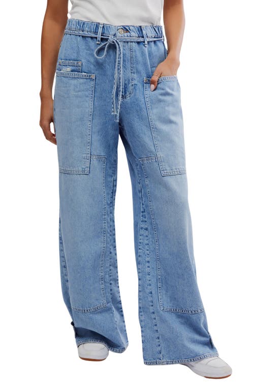 Curvy Outlaw Wide Leg Cargo Jeans in Drizzle