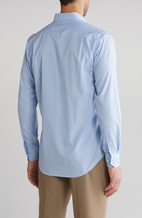 David Donahue Gingham Check Casual Cotton Button-up Shirt In White/blue