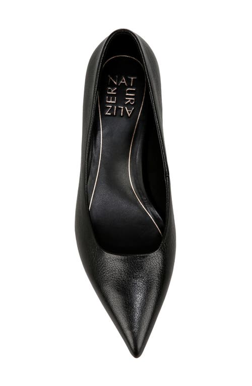 Naturalizer Natalia Womens Cushioned Footbed Pointed Toe Kitten Heels In Black Leather