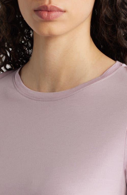 Shop Eileen Fisher Crewneck Organic Cotton Jersey T-shirt In Icy Plum