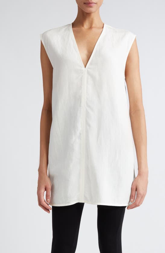 Shop Totême Fluid Sleeveless V-neck Top In Off White