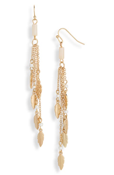 Feather Fringe Drop Earrings