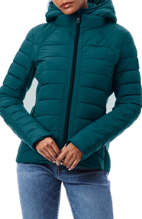 Hooded Quilted Water Repellent Jacket in Poseidon