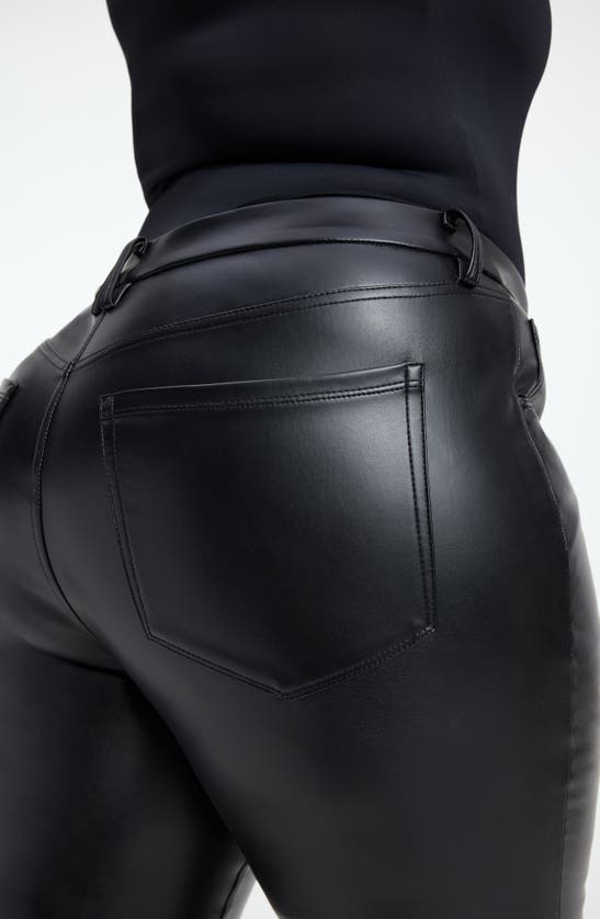 Good American Good Legs Crop Faux Leather Mini Bootcut Pants In Black001