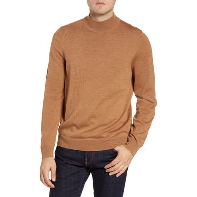 Nordstrom Shop Mock Neck Merino Wool Sweater, Brown