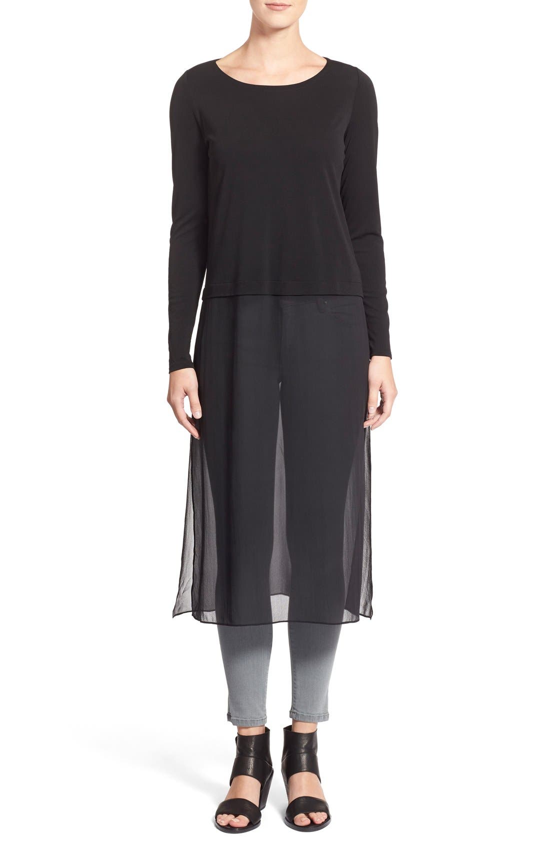 Eileen Fisher Ballet Neck Silk Layering Dress (Regular & Petite