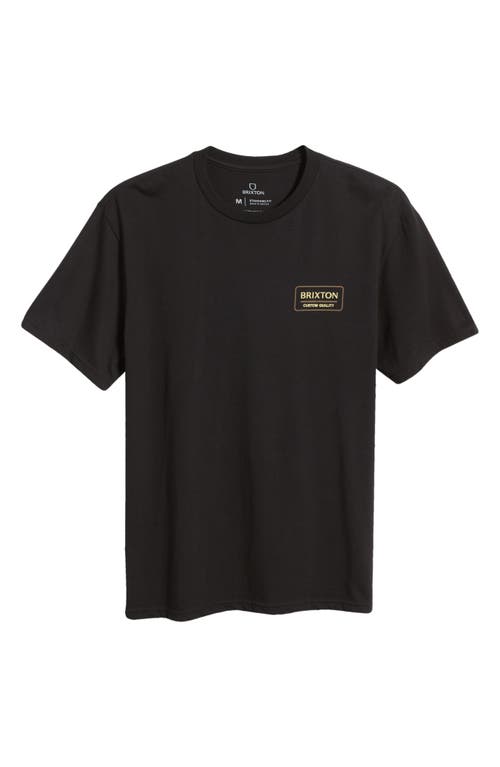 Brixton Palmer Proper Graphic T-Shirt in Black/Straw/Dark Earth