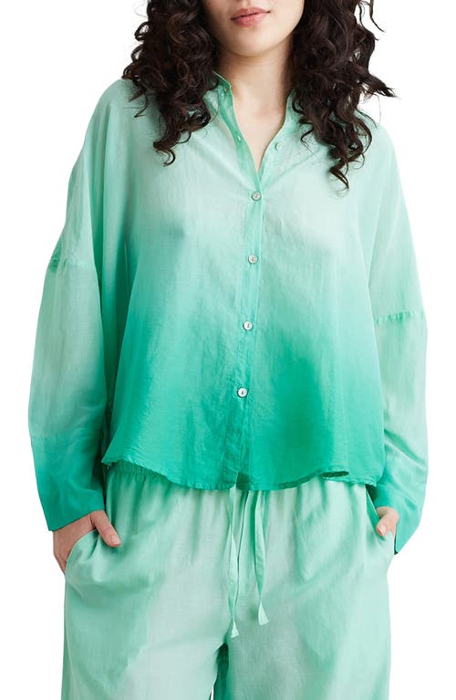 Papinelle Ombré Oversize Cotton Pajama Shirt Spearmint at Nordstrom,
