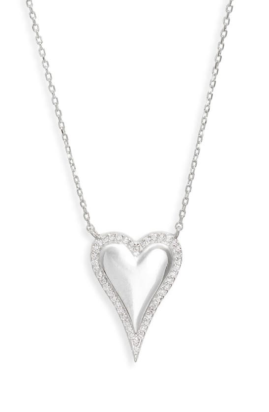 Shop Shymi Cubic Zirconia Pavé Heart Pendant Necklace In Silver