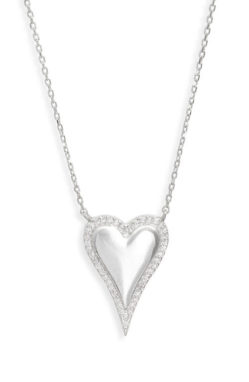 Cubic Zirconia Pavé Heart Pendant Necklace in Silver