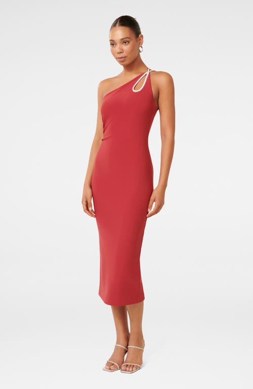 Shop Ever New Jasmine One-shoulder Cocktail Midi Dress In Red