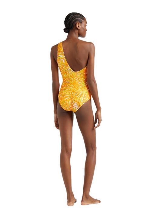 Shop Vilebrequin Palm Leaves Jersey Asymmetric One-piece In Mangue