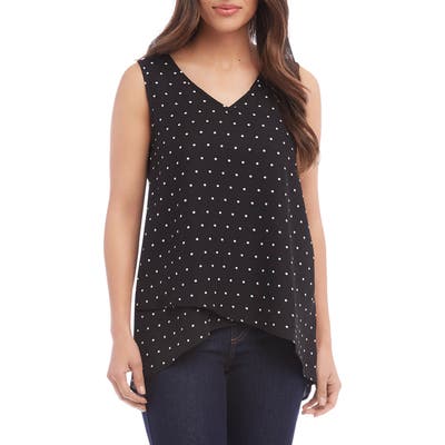 Karen Kane Polka Dot Asymmetric Tank Top, Black