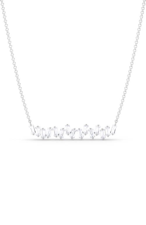 Baguette Lab Created Diamond Pendant Necklace in 18K White Gold
