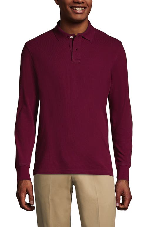 Shop Lands' End School Uniform Young  Long Sleeve Mesh Polo Shirt In Burgundy