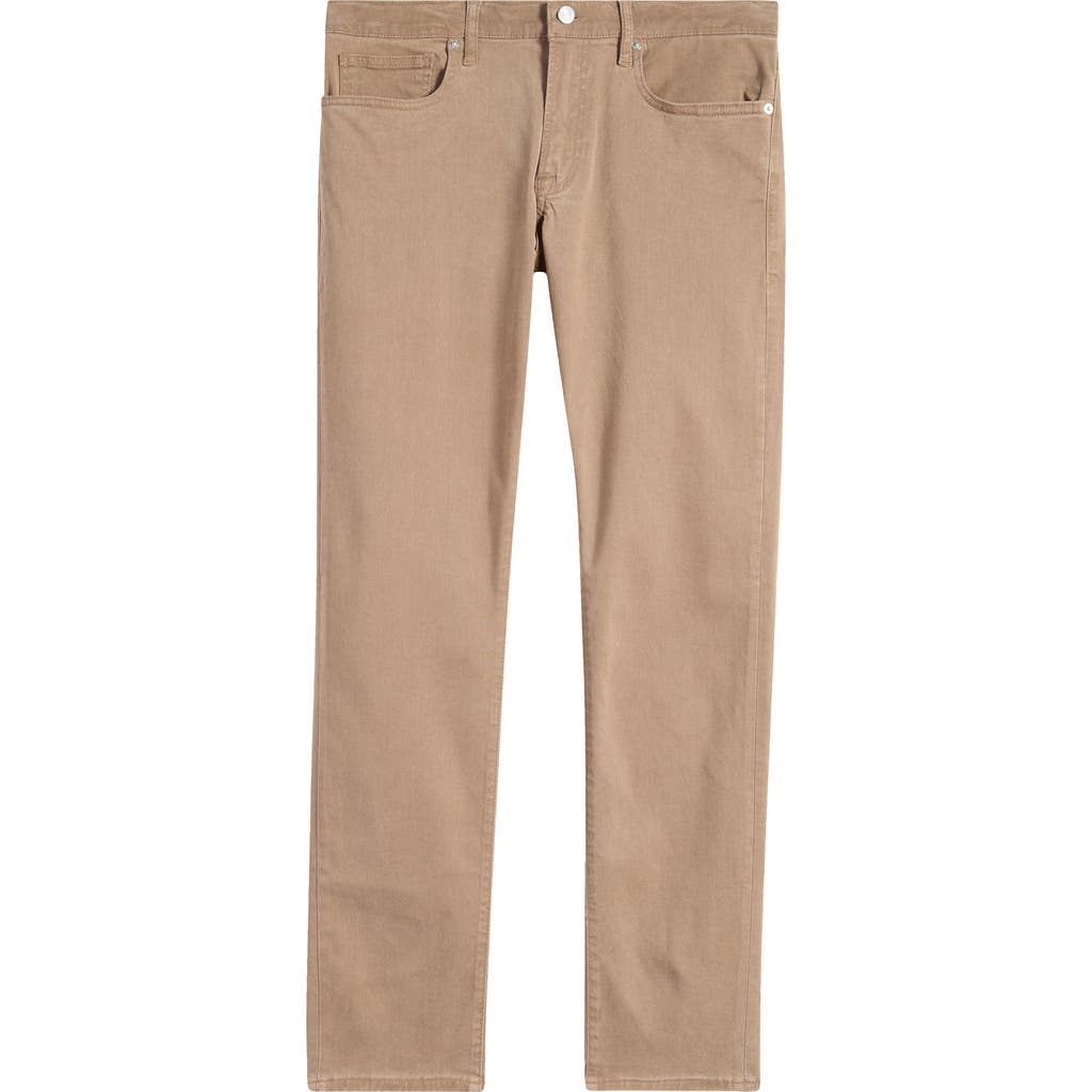 Frame L'homme Slim Brushed Twill Pants In Dark Khaki In Dark Khaki