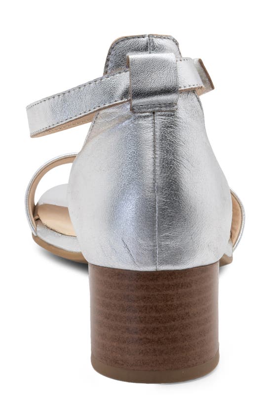Ara Pauline Block Heel Sandal In Silver Metallic Calf