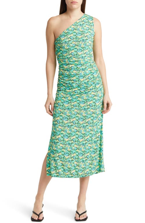 Rails McKayla Floral Ruched One-Shoulder Dress in Watercolor Ivy