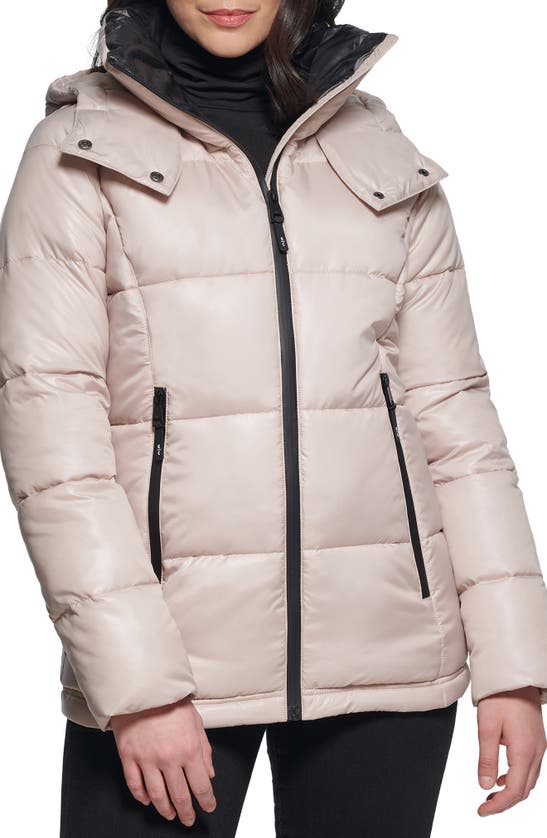 Kenneth Cole New York Cire Hooded Puffer Jacket In Frost