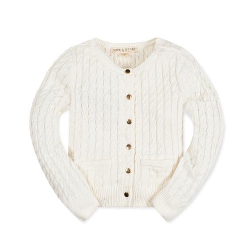 Shop Hope & Henry Girls' Organic Classic Cable Cardigan, Kids In Soft White Cable