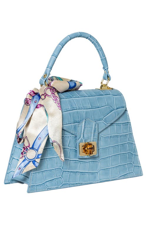 PERSAMAN NEW YORK PERSAMAN NEW YORK MARTA CROC EMBOSSED SATCHEL WITH SCARF 