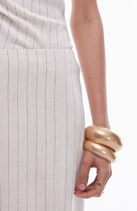 Topshop Pinstripe Maxi Skirt In Beige