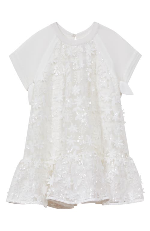 Reiss Kids' Floral Appliqué Sequin Dress Ivory at Nordstrom, Y