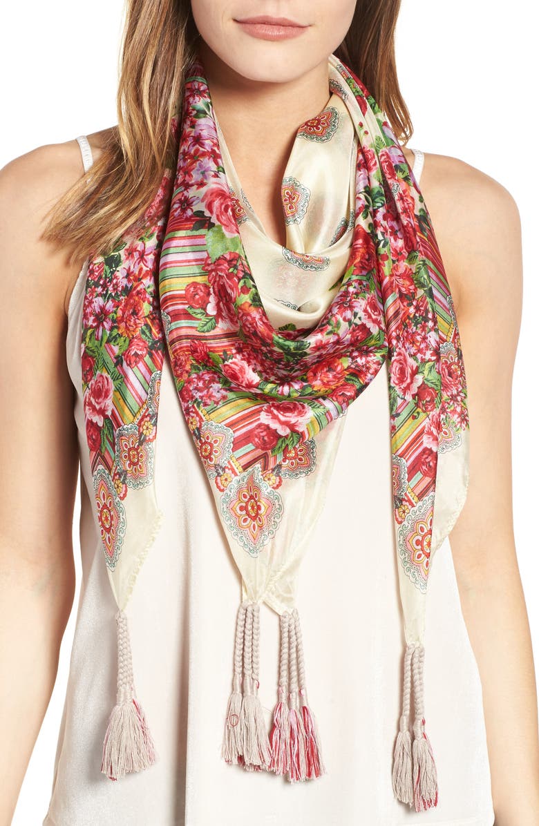 Johnny Was Rose Lace Print Square Silk Scarf | Nordstrom