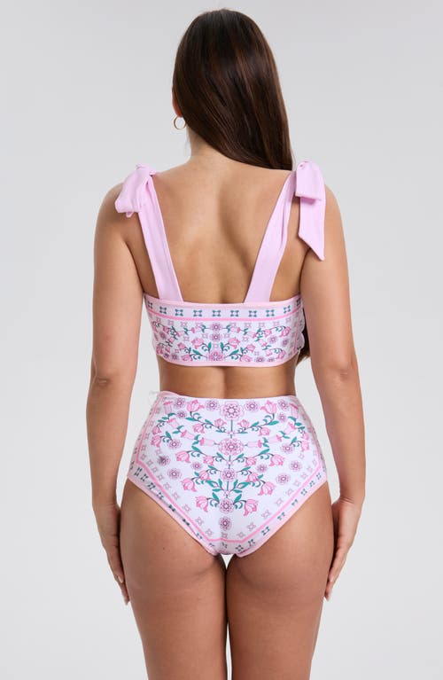 Shop Jessie Zhao New York Pink Blossom Reversible Two-piece Swimsuit