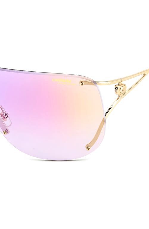 Shop Carrera Eyewear 99mm Shield Sunglasses In Gold Black/multilayer Viol