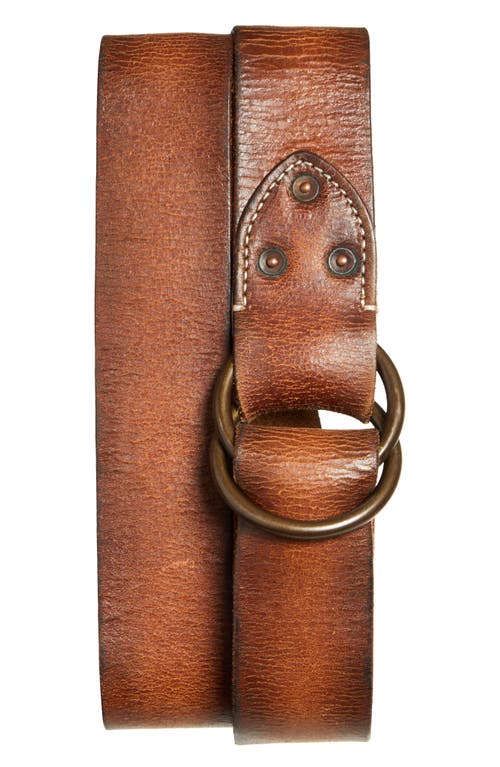 Double RL Double O-Ring Leather Belt in Vintage Brown