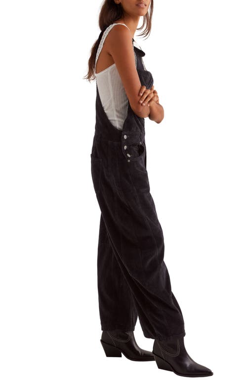 Shop Free People Good Luck Barrel Leg Corduroy Overalls In Black